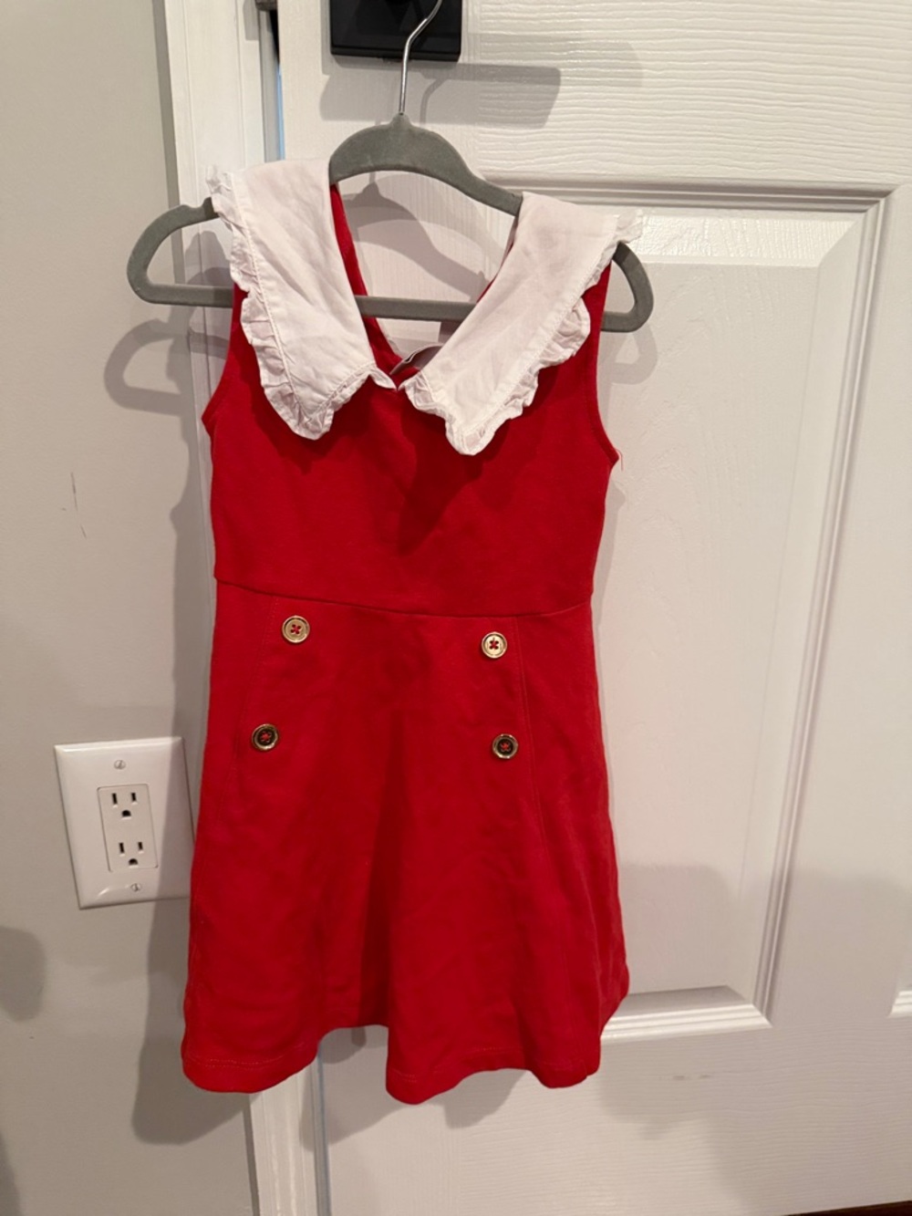 Janie and Jack Red Dress with White Ruffled Collar